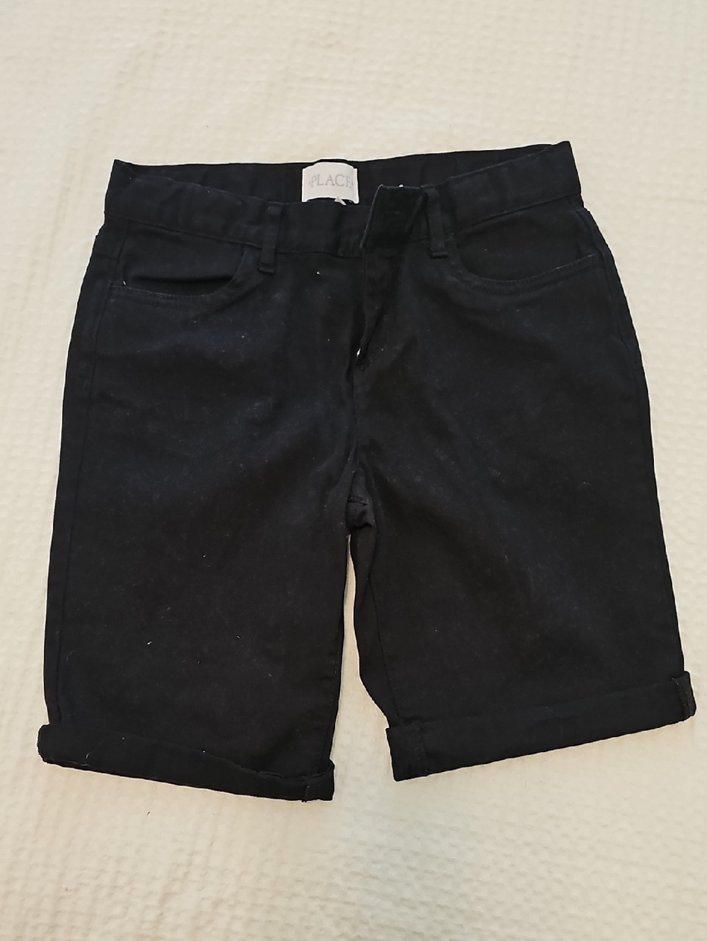 Girls Black Rolled Cuff Shorts